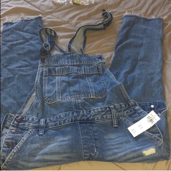 Abercrombie & Fitch Destroyed Denim Overalls XS - Picture 3 of 4